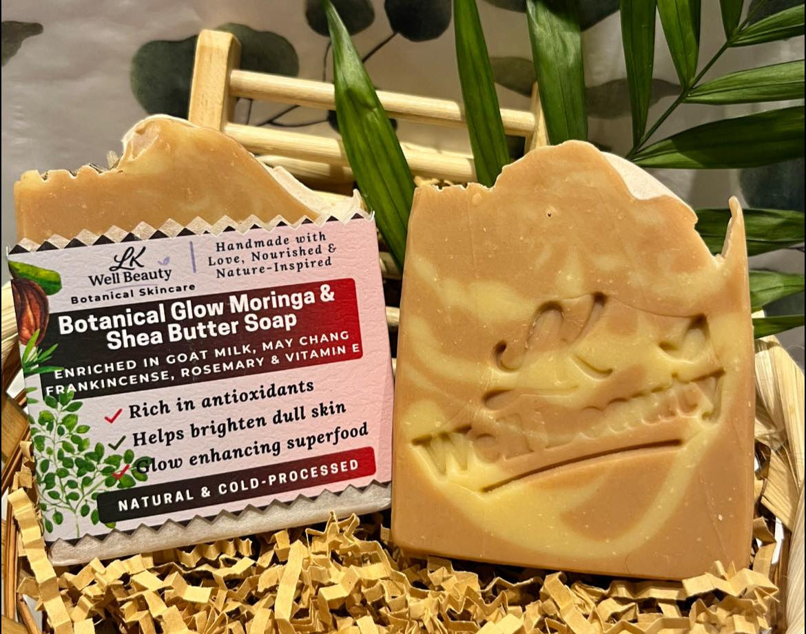 BOTANICAL GLOW – Moringa & Shea Butter Soap,  Enriched in Goat Milk, May Chang, Frankincense, Rosemary & Vitamin E