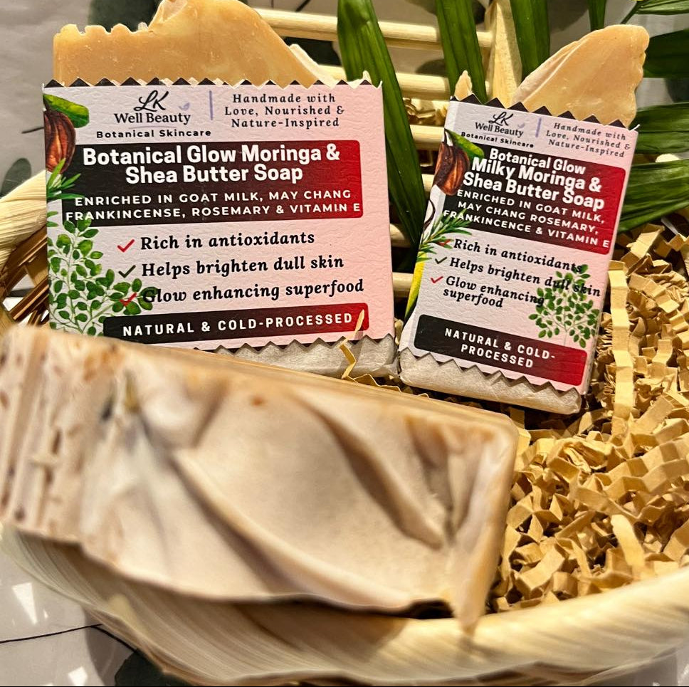 BOTANICAL GLOW – Moringa & Shea Butter Soap,  Enriched in Goat Milk, May Chang, Frankincense, Rosemary & Vitamin E
