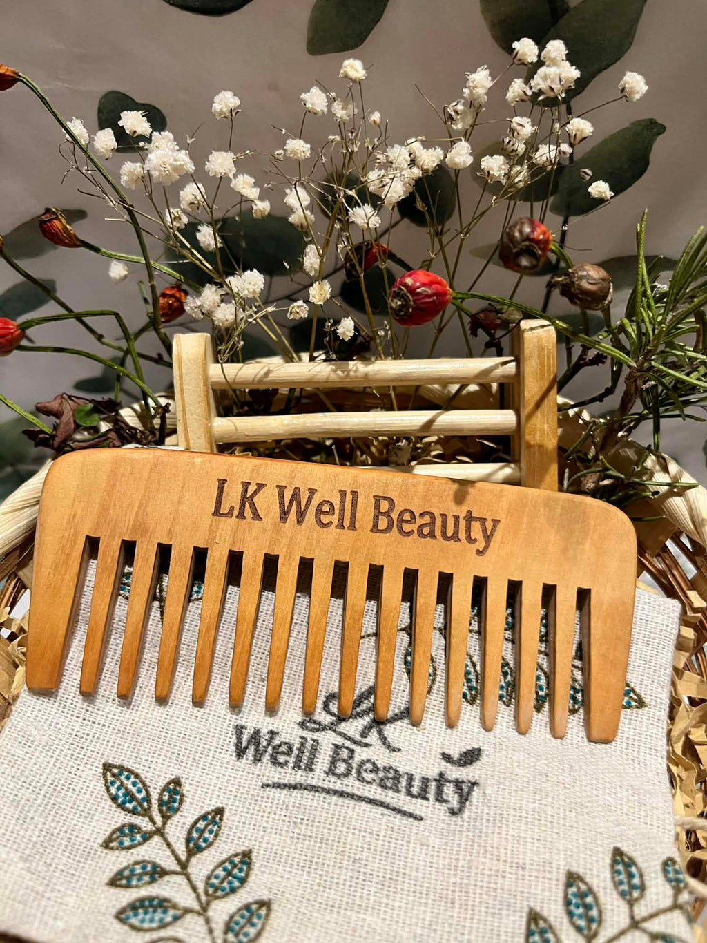 Peach Wood Wide-Tooth Wooden Comb