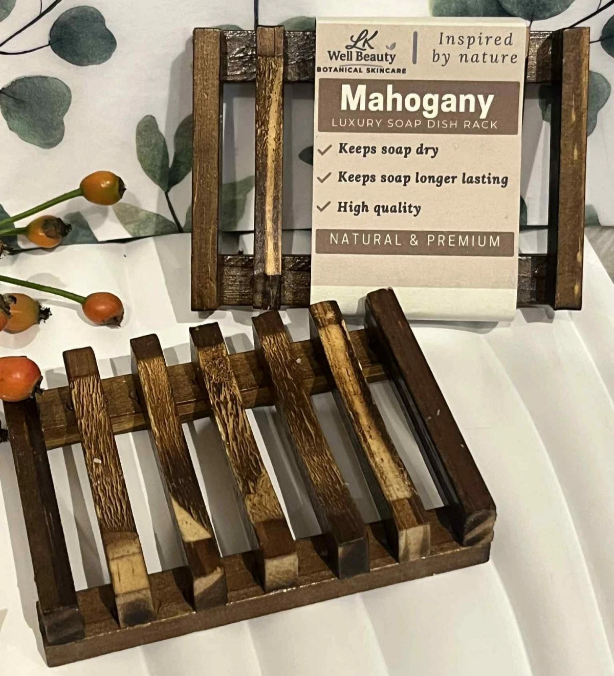 1x Luxury Mahogany Wooden Soap Dish Rack