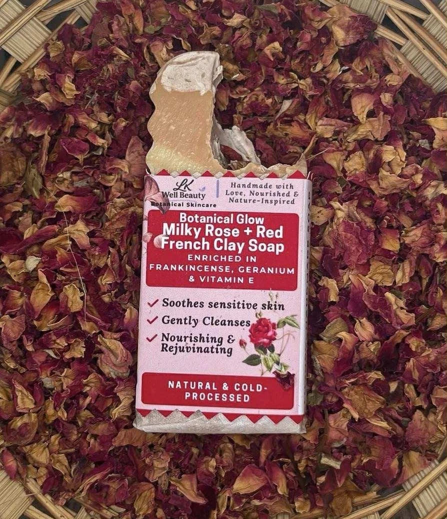Botanical Glow Rose + Red French Clay Natural Soap w/ Goat Milk