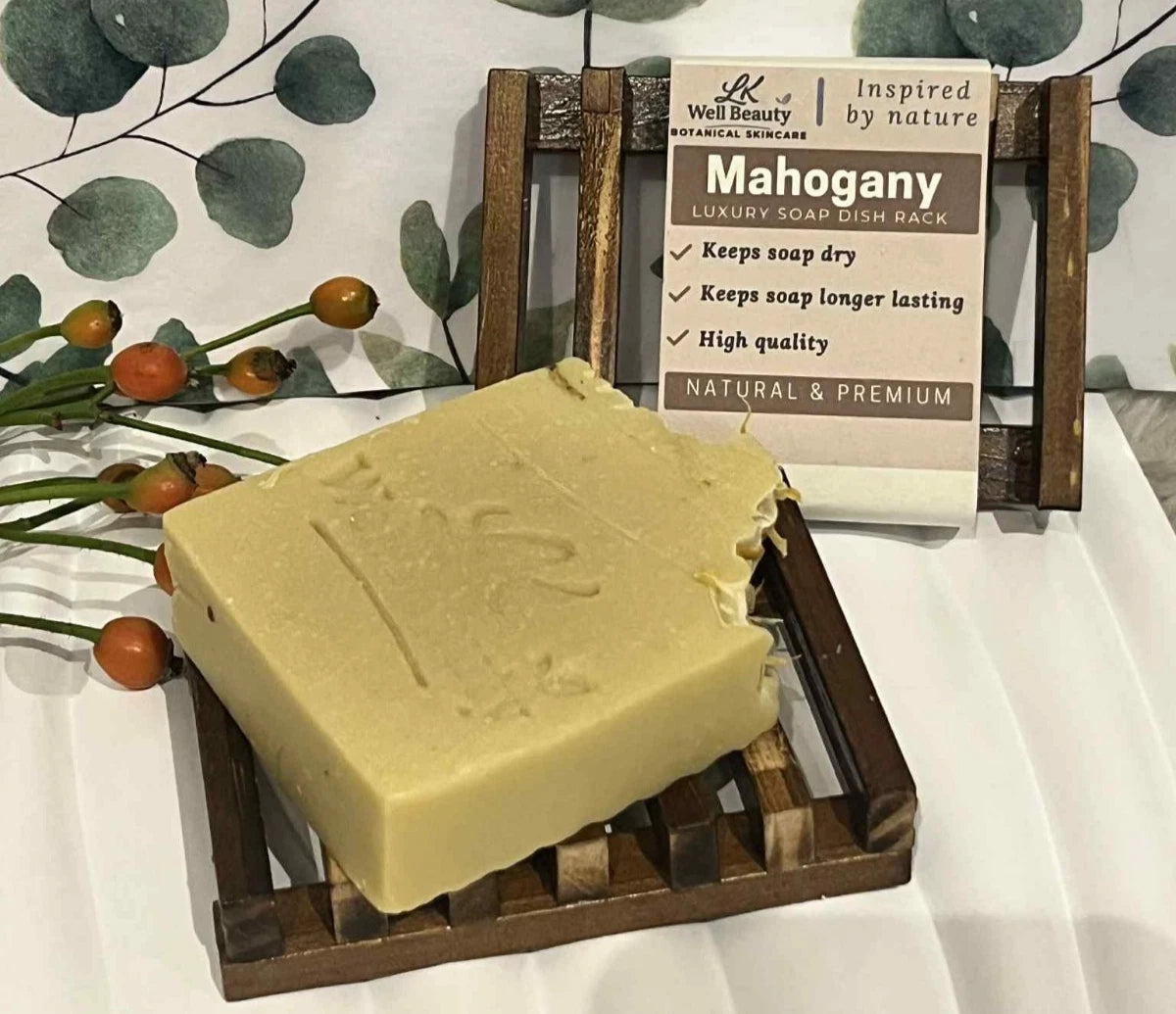 1x Luxury Mahogany Wooden Soap Dish Rack