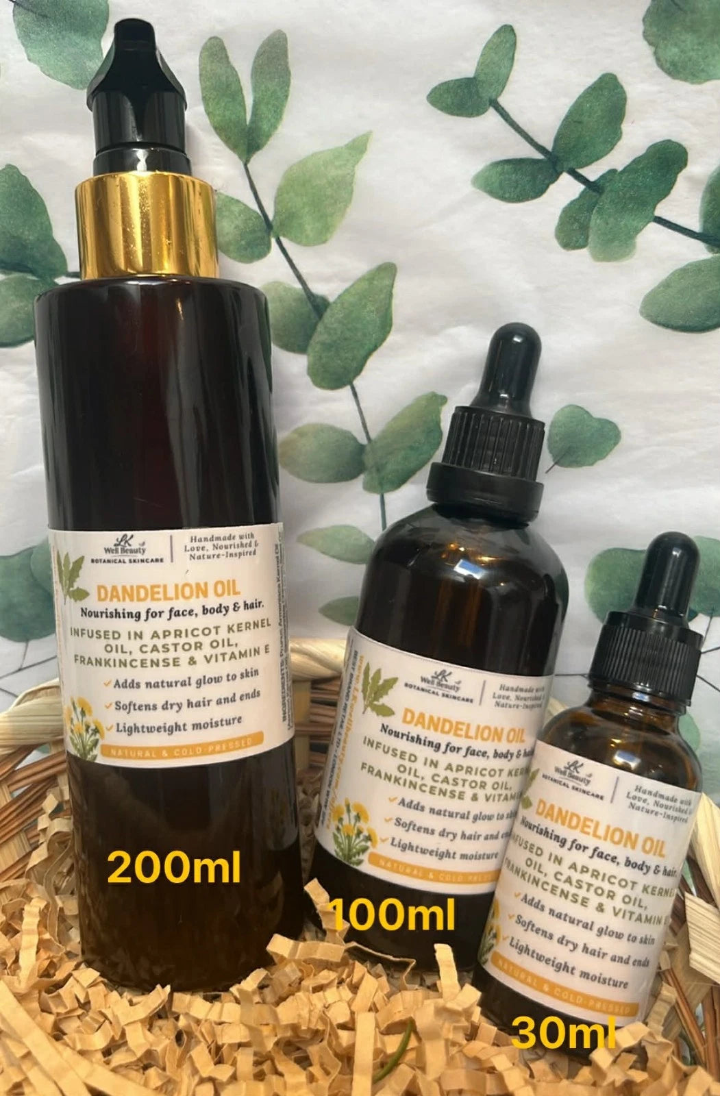 Dandelion Oil for Face, Body & Hair w/ Apricot Kernel Oil & Frankincense