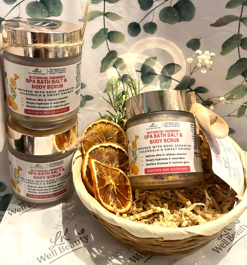 Botanical Natural Spa Bath Salt & Body Scrub w/ Sweet Orange, Rose & Calendula